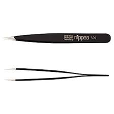 Nippes Stainless Steel Point End Tweezers Black